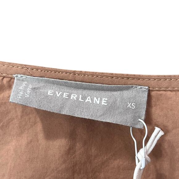 Everlane The Poplin Tiered Midi Dress Carmel Women's XS NWT V-Neck - Picture 4 of 10
